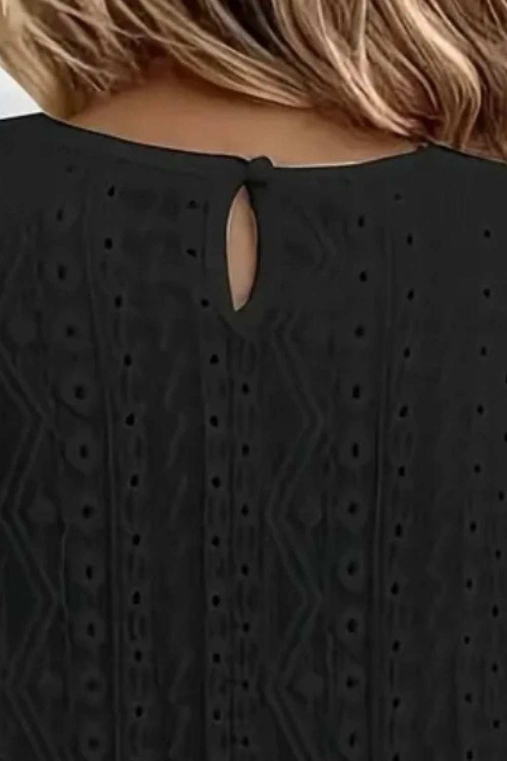 Lace Eyelet Long Sleeve Top - Trendsi - Flyclothing LLC