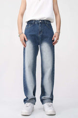 Men's Washed Straight Leg Jeans - Trendsi - Flyclothing LLC