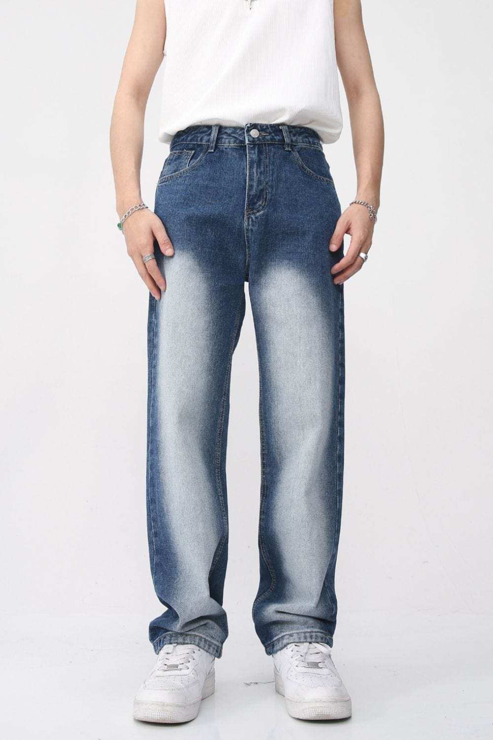 Men's Washed Straight Leg Jeans - Trendsi - Flyclothing LLC
