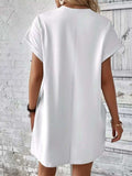 Pocketed Round Neck Short Sleeve Dress - Trendsi - Flyclothing LLC