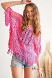 ADORA Fringe Hem Crochet Top - Trendsi