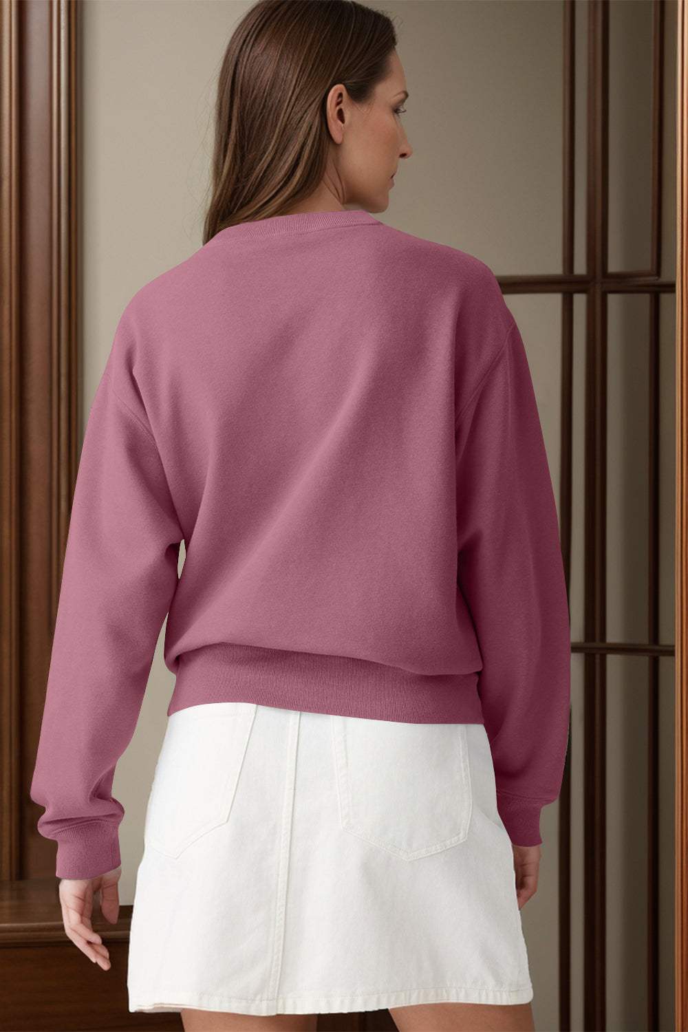 Round Neck Long Sleeve Sweatshirt - Trendsi - Flyclothing LLC