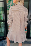 Striped Ruffle Hem Shirt Dress - Trendsi - Flyclothing LLC