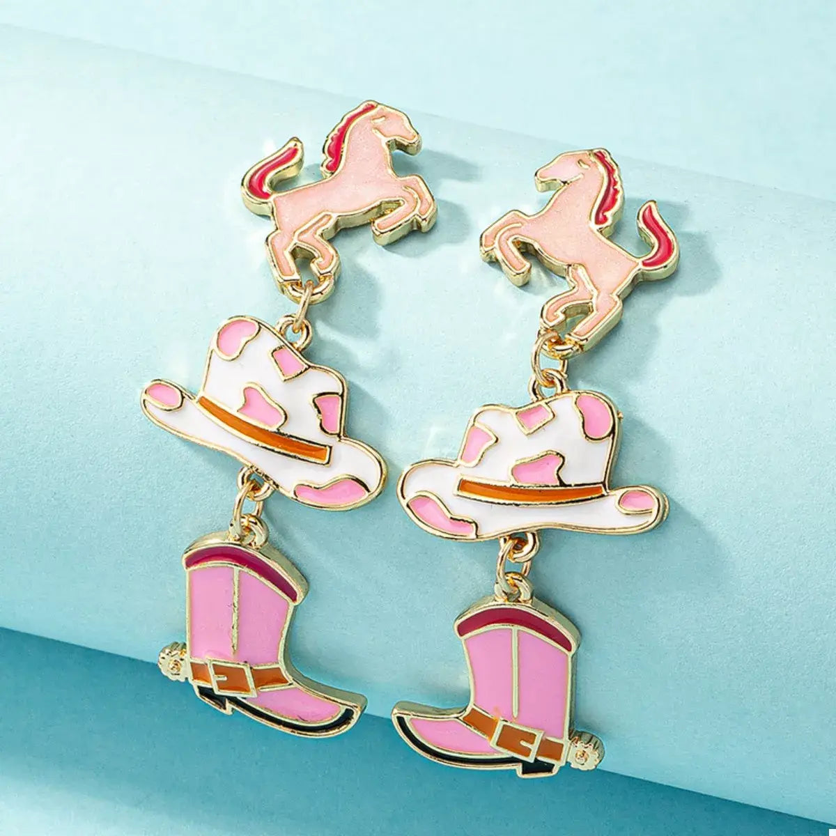 Cowboy Hat Boot Dangle Earrings - Trendsi - Flyclothing LLC