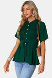 Tied Round Neck Short Sleeve Blouse Trendsi