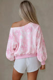 Floral Print One-Shoulder Oversized Sweatshirt - Trendsi - Flyclothing LLC