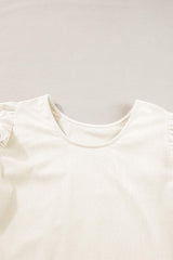 Ruffled Round Neck Flounce Sleeve Top - Trendsi - Flyclothing LLC