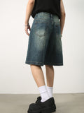 Men's Washed Denim Shorts with Pockets - Trendsi