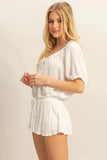 HYFVE Drawstring Hem Short Sleeve Top and Skort Set - Trendsi
