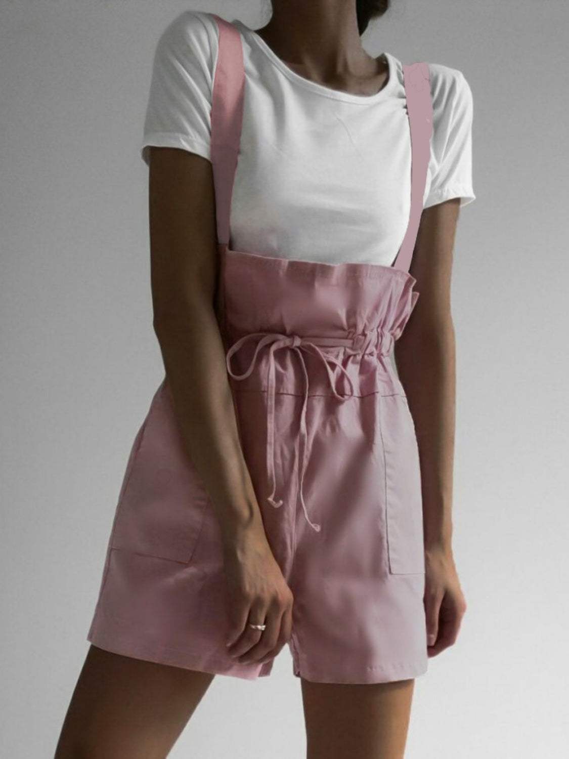 Drawstring Wide Strap Overalls with Pockets - Trendsi - Flyclothing LLC