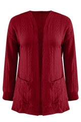 Full Size Textured Open Front Long Sleeve Cardigan - Trendsi - Flyclothing LLC