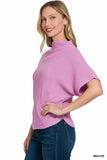 Zenana Mock Neck Sweater with Side Shirred - Trendsi - Flyclothing LLC