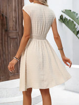 Lace Detail Surplice Cap Sleeve Mini Dress - Trendsi - Flyclothing LLC