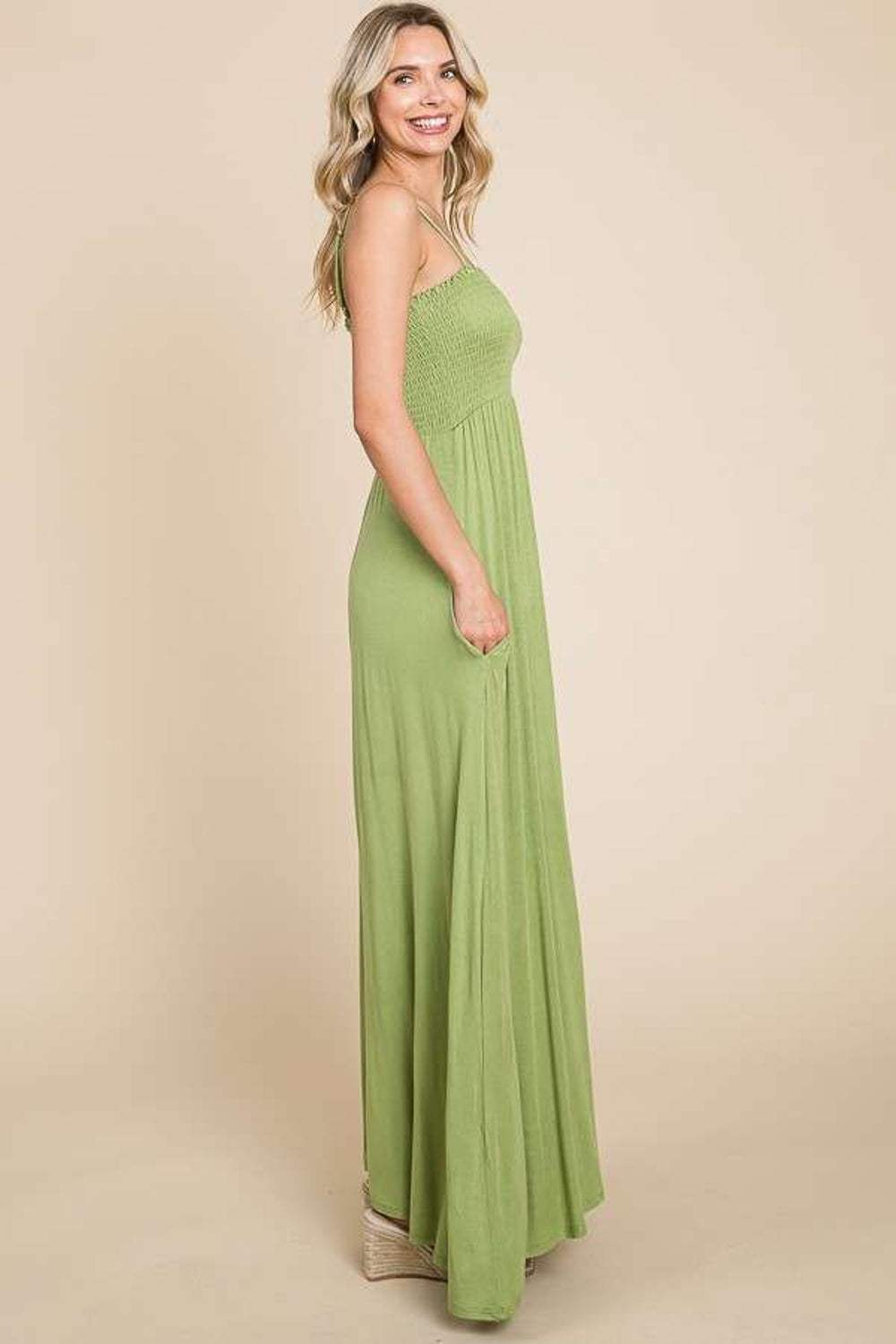 Culture Code Full Size Smocked Cami Maxi Dress with Pockets - Trendsi - Flyclothing LLC