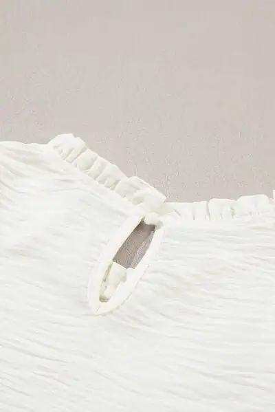 Frill Mock Neck Ruffled Balloon Sleeve Blouse - Trendsi - Flyclothing LLC