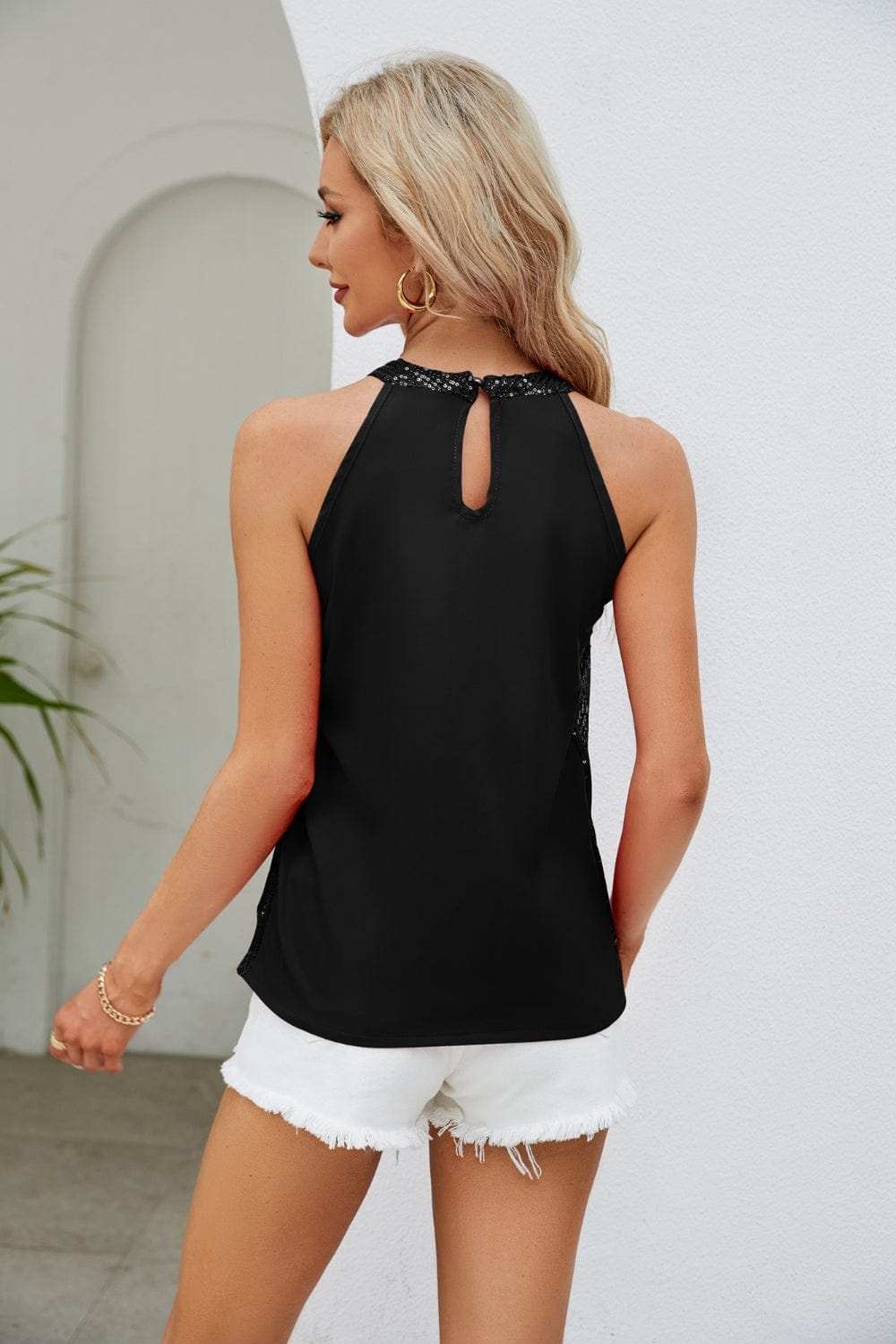 Sequin Grecian Neck Tank - Trendsi - Flyclothing LLC