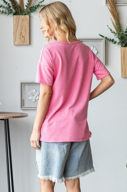 HOPELY Full Size Color Block Exposed Seam T-Shirt - Trendsi