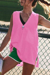 Side Slit V-Neck Tank - Trendsi - Flyclothing LLC