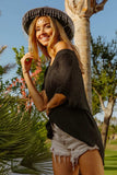 BiBi V-Neck Short Sleeve Knit Top - Trendsi - Flyclothing LLC