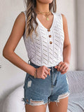 Openwork V-Neck Knit Vest - Trendsi - Flyclothing LLC