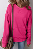 Solid Color Round Neck Long Sleeve Sweatshirt - Trendsi - Flyclothing LLC