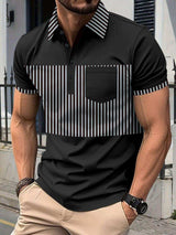 Men's Full Size Collared Contrast Striped Polo Plus Size - Trendsi - Flyclothing LLC