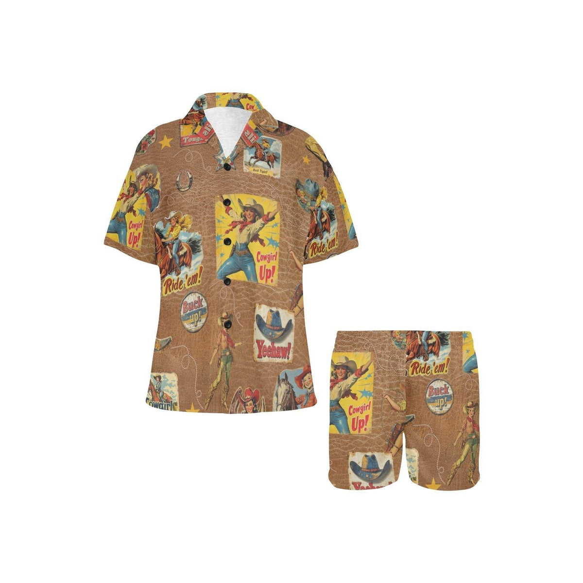 Baha Ranch Vintage Cowgirl Collage Pajama Set - Baha Ranch Western Wear - Flyclothing LLC