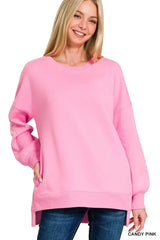 Zenana Fleece Hi-low Boyfriend Sweatshirts with Pockets - Trendsi - Flyclothing LLC