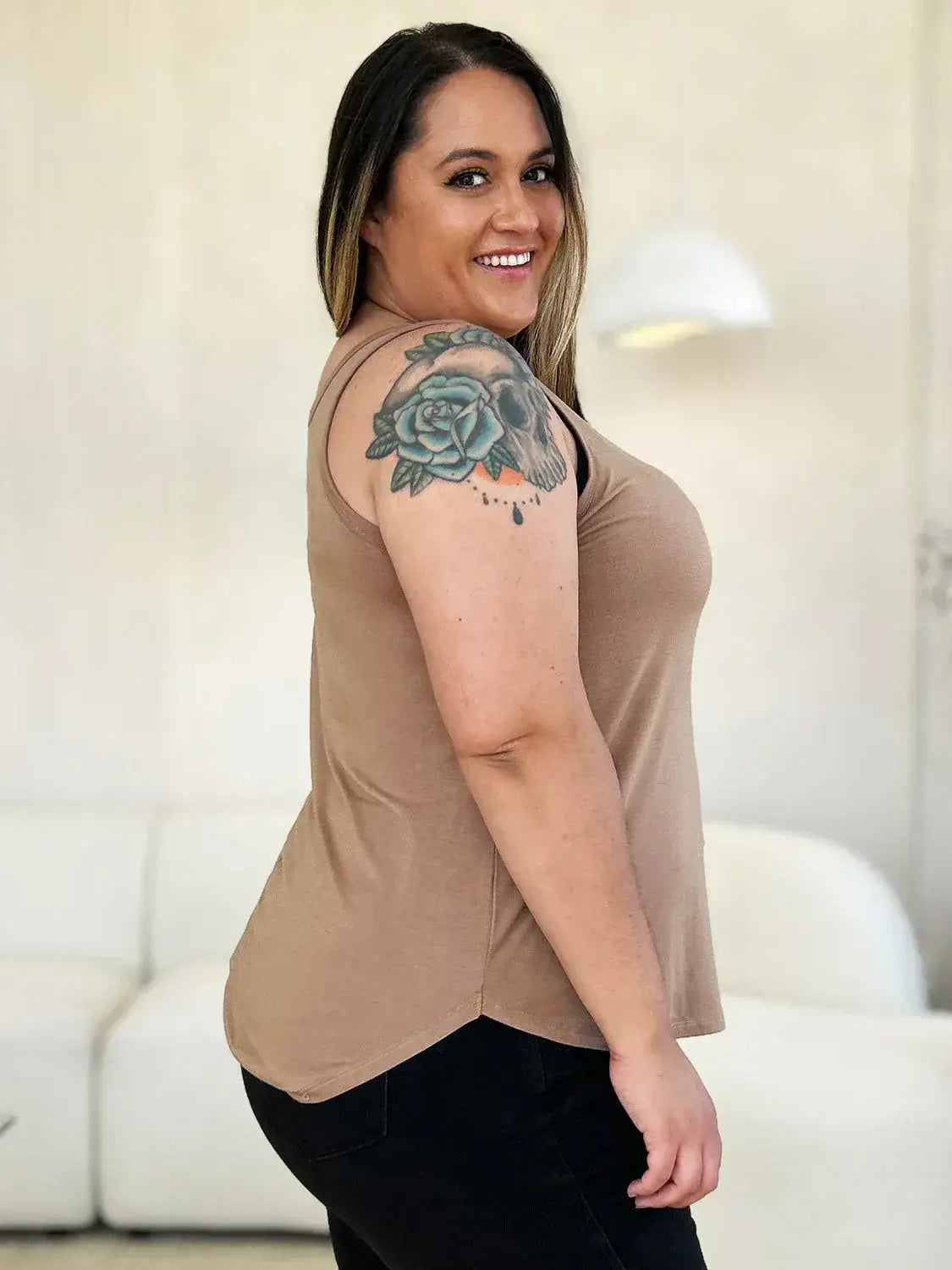 Basic Bae Full Size Round Neck Curved Hem Tank - ShopBasicbae - Flyclothing LLC