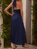 Slit Halter Neck Dress - Trendsi