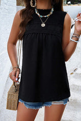 Swiss Dot Round Neck Tank - Trendsi - Flyclothing LLC
