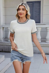 Round Neck Short Sleeve T-Shirt - Trendsi