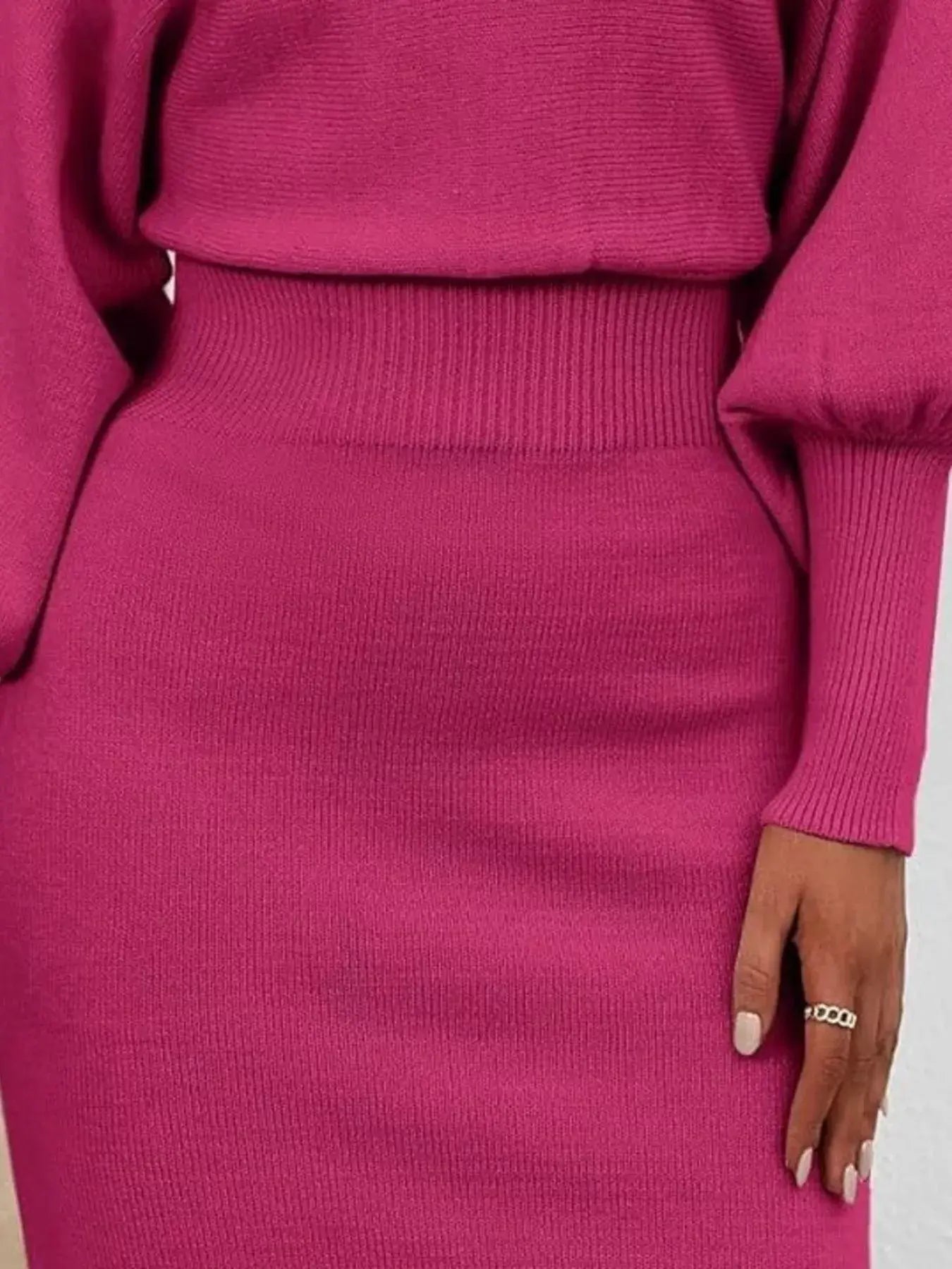 Lantern Sleeve Bodycon Sweater Dress - Trendsi - Flyclothing LLC
