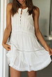 Half Button Sleeveless Mini Dress - Trendsi