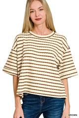 Zenana Striped Short Sleeve Tee & Shorts Set - Trendsi - Flyclothing LLC