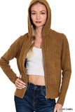 Zenana Drawstring Zip Up Hooded Cardigan - Trendsi - Flyclothing LLC