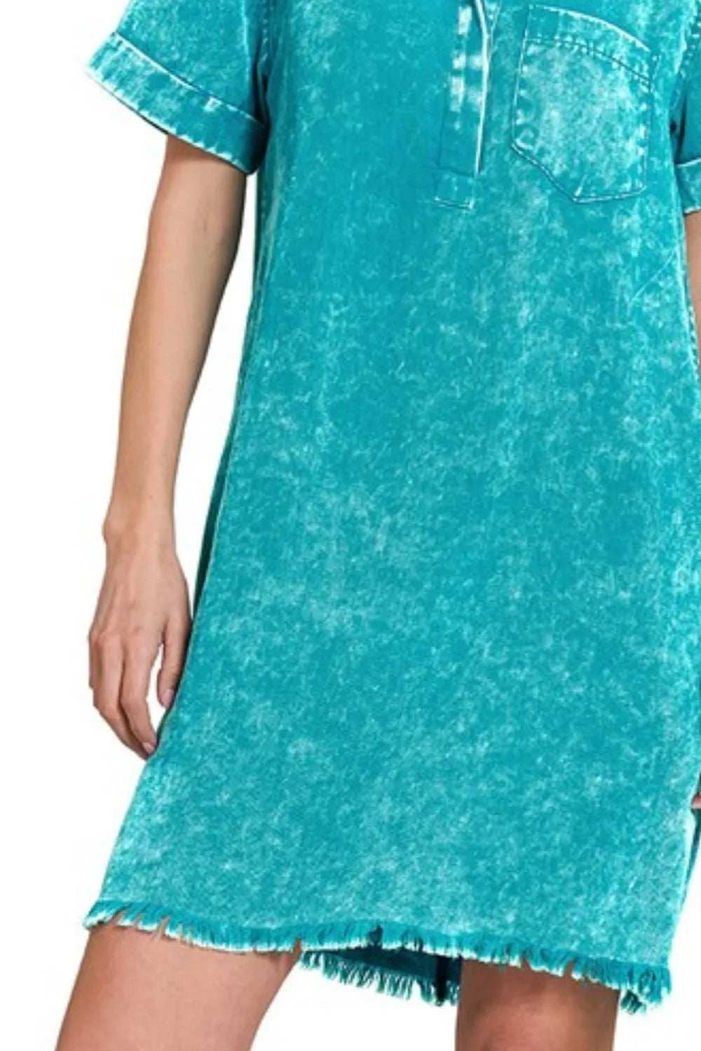 Zenana Tencel Mineral Washed Collared Shirts Dress - Trendsi - Flyclothing LLC