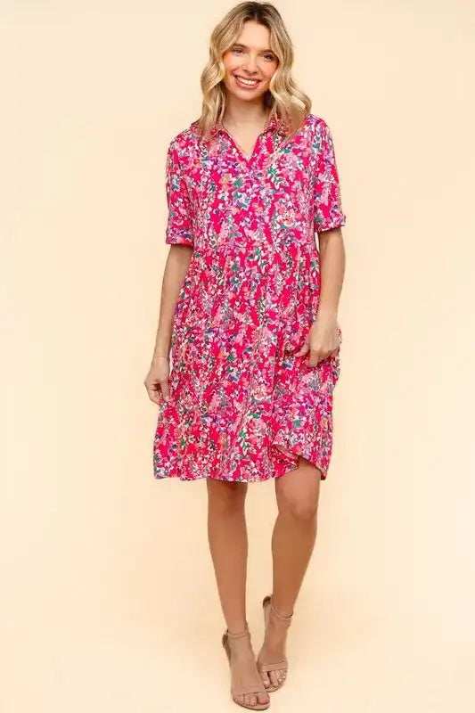 Haptics Johnny Collar Babydoll Dress with Side Pockets - Trendsi - Flyclothing LLC