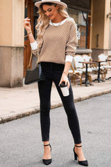 Striped Round Neck Long Sleeve Sweater - Trendsi - Flyclothing LLC