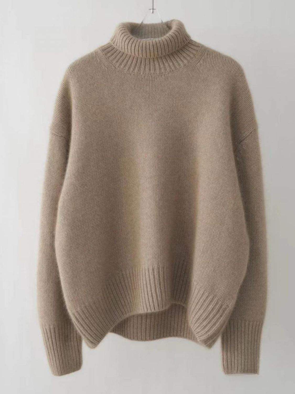 Turtleneck Dropped Shoulder Long Sleeve Sweater - Trendsi - Flyclothing LLC