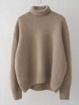 Turtleneck Dropped Shoulder Long Sleeve Sweater - Trendsi - Flyclothing LLC