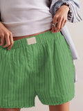 Striped Elastic Waist Shorts - Trendsi - Flyclothing LLC