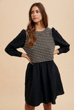 Annie Wear Tie Back Plaid Round Neck Mini Dress - Trendsi