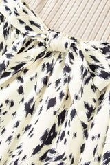 Printed Tie Waist Mock Neck Long Sleeve Dress - Trendsi - Flyclothing LLC