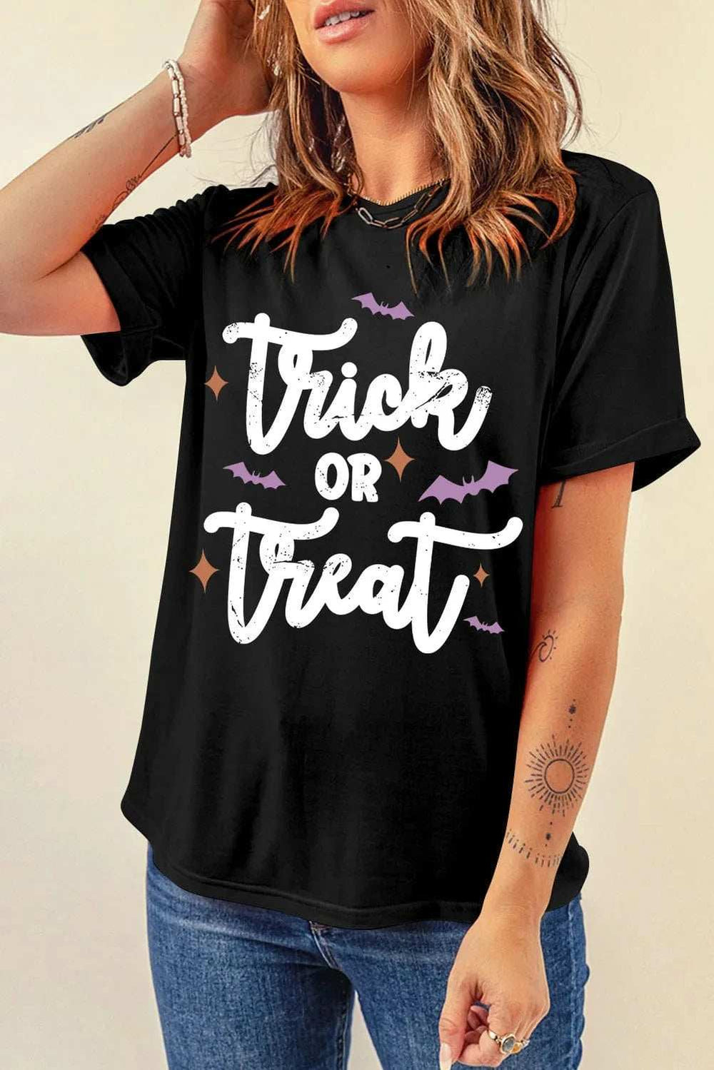 Letter Graphic Round Neck Short Sleeve T-Shirt - Trendsi - Flyclothing LLC