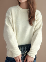 Round Neck Long Sleeve Sweater - Trendsi
