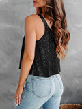 Sequin Scoop Neck Tank - Trendsi