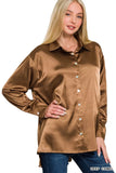 Zenana Satin Button Down Long Sleeve Shirt - Trendsi - Flyclothing LLC