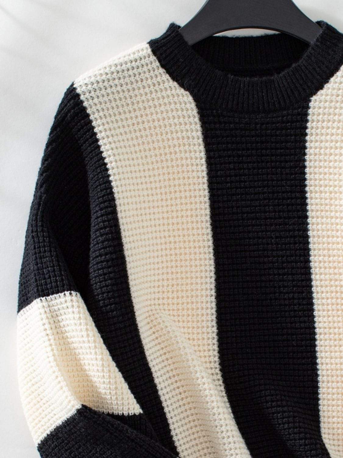 Color Block Round Neck Long Sleeve Sweater - Trendsi - Flyclothing LLC