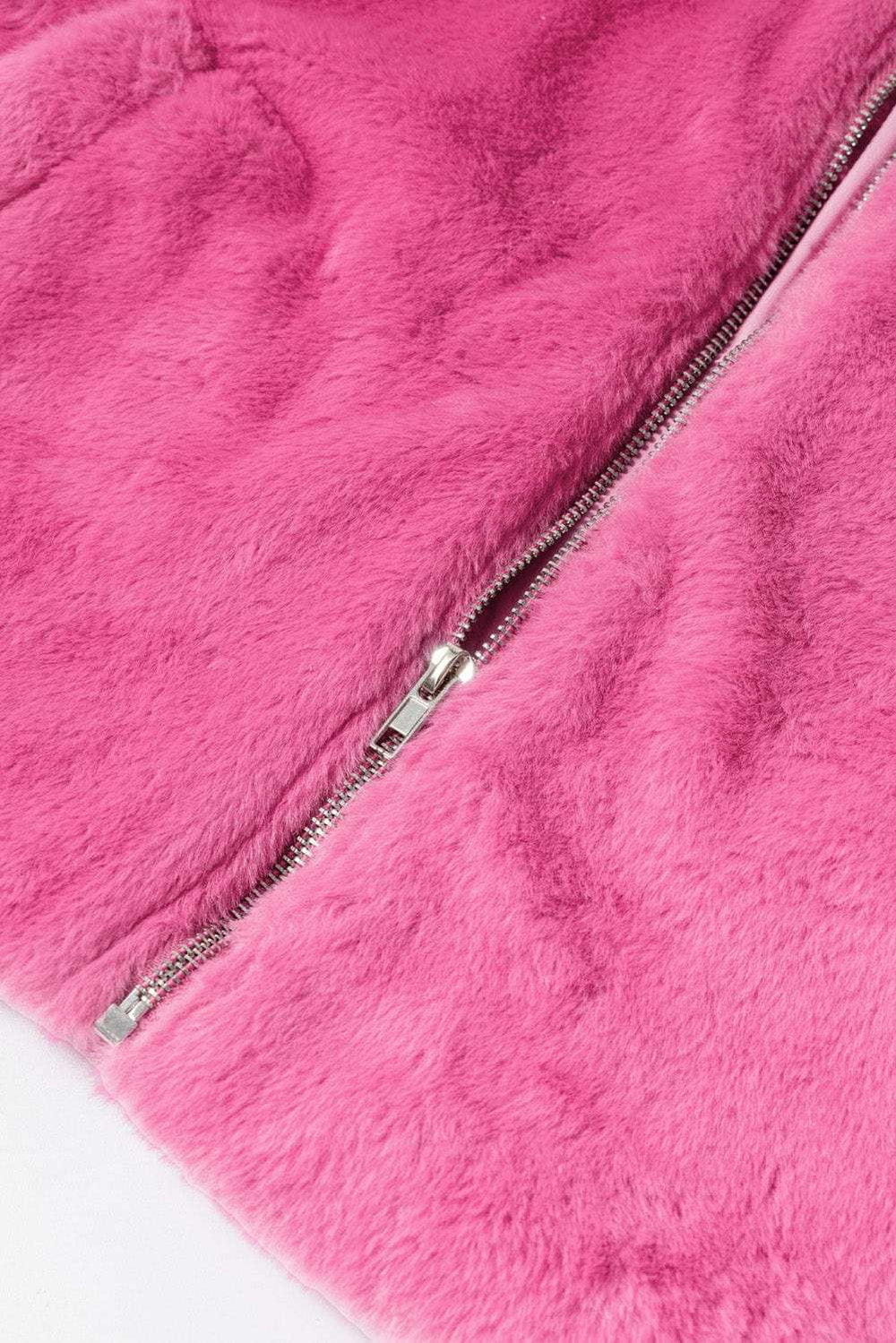 Fringed Zip Up Fleece Jacket - Trendsi - Flyclothing LLC